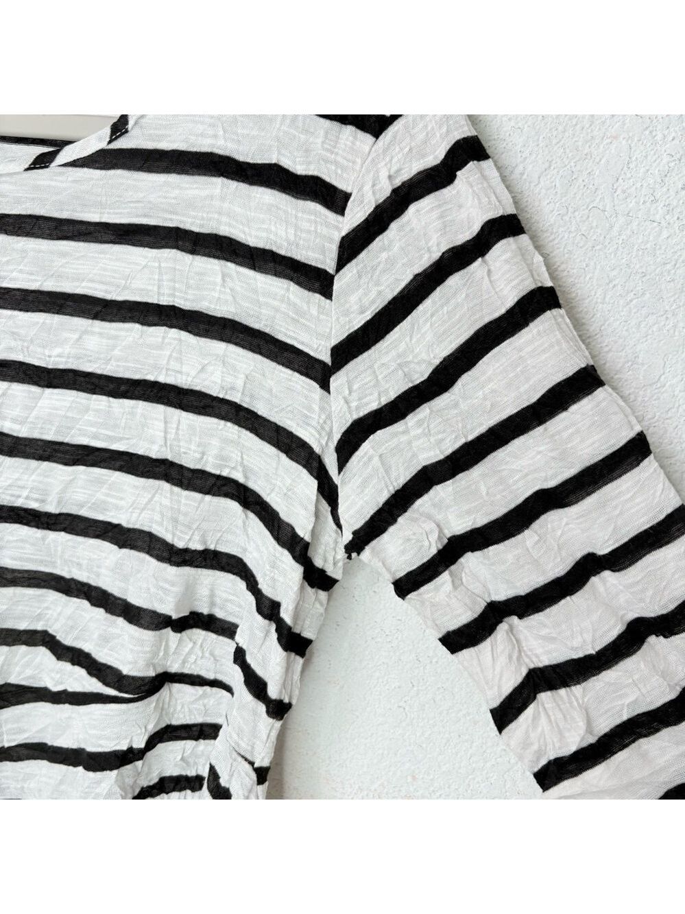 Vecceli Italy Lagenlook Asymmetrical Hem Stripe Tunic Top Fairy Grunge L - Picture 5 of 10